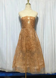 Sheer Lace Layered Strapless Midi Dress- Outfit