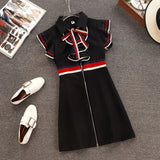 2020 Summer Runway Designer Women Retro Butterfly Sleeveless Bow Tie Collar Ruffles Weave Striped Zipper Up Mini