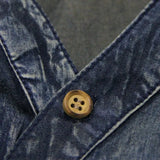 New Adult Women's Retro Dark Blue Jeanswear V-Neck Midsleeved Embroidery Belt Slimming Denim