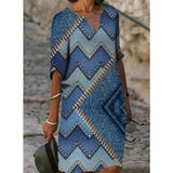 Summer Y2K Vintage V Neck Sundress Women Butterfly Print Midi Dresses Half Sleeve Casual Robe Beach Party Vestido De