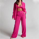 Spot 2025 Spring New Fashion Temperament Lapel Long Sleeves High Waist Trousers Two-Piece
