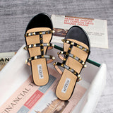 Cool Slippers Female Warren V Rivet Shoes Summer Wearing Round Head PU Word Slippers Large Code