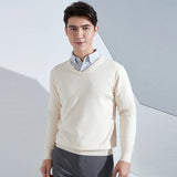 Zingj And Winter New Men's V Collar Loose Large Size Gentleman Sleeve Long Sleeve Sweater Middle-Aged Knit Chicken Heart Collar Bottom Shirt-Outfit