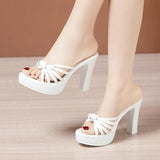Thick-Heeled, Fashionable Sandals And Slippers Women's Golden 2023 New Thick-Soled Waterproof Platform Fish Mouth Large-Size One-Size