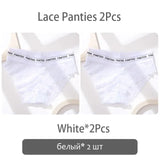 2PCS/Set Lace Women's Panties Sexy Transparent Middle Waist Panties For Women Hollow Out Lingerie Female Pantys