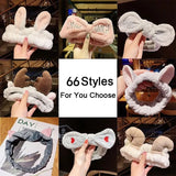 Face Hair Holder Hairbands Soft Warm Coral Fleece Bow Animal Ears Headband For Women Girls Turban Fashion Hair