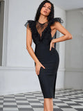 Bandage Dress Women Black Bodycon Dress Evening Party Elegant Sexy Midi Birthday Club Outfit 2022 Summer New