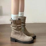 British Style Coarse And Martin Boots 2025 Autumn And Winter New Thin Pile In The Boots Sleeves Short