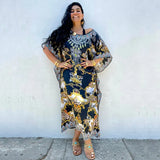Kaftan Boho Print Dress Sexy Batwing Sleeve Maxi Dress 2022 Summer Women Clothing Beach Wear Casual Maxi Dress