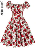 60s Rockabilly Women Swing Dress Summer Off Shoulder Sexy Midi Female Beach Vestidos Elegant Ladies Vintage Party
