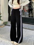 Black Striped Bow Wide Leg Pants-Outfit