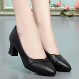 Sole Comfortable Flight Attendant Working Shoes Women's Black Professional Heel Mom Shoes Single-Mouthed Shoes Round Scalp