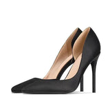 silk pumps 12cm high heeled shoes women fashion ladies sexy 10cm pointed toe shoes 8cm heel plus size 45 BM025