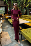 Autumn And Winter Sweater Dress Lady Knit Round Collar Pit Solid Color Tight Dress