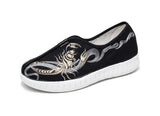 Zingj Men's Shoes Embroidered Korean Cloth Shoes Social Embroidery Flower Bean Shoes Lazy Tide Sail Flat Cloth