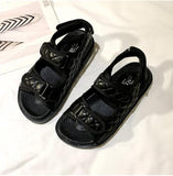 Sandals Summer New Flat British Wind Velcro Embroidery Thick-soled Casual Casual Roman Fragrance Designer Shoes