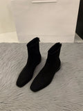 Zingj Heel Suede Korean Small Ankle Boots Female Shoes 2024 New Autumn And Winter Versatile Add Velvet Thin Boots Foreign Style Short Boots-Outfit