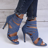 Summer New European And American Women's Shoes 36-43 Fashion Temperament Rear Zipper Stiletto High Heels