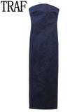 Off Shoulder Denim Dress Woman Blue Corset Long Dress Women Midi Bodycon Dresses For Women 2023 Elegant Party