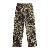 2025 Summer New High Waist Leopard Print Straight Print Women's