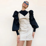 OL Women Ladies Long Puff Sleeve Blouse Spring Fall Fashion Elegant Shirts Top Solid Color Female Mujeres Blusas