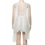 White Polka Dot Strapless Frill Mini Dress With Drape Scarf- Outfit
