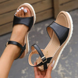 Ladies Sandals 2025 Summer New Large-Size Pine Cake Thick Bottom Slope With Fish Mouth Buckle