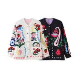 Sense Retro Hotgirl Patchwork Print Pocket Padded Jacket Loose Versatile Casual