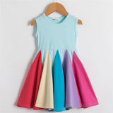 New Girls Dress Sleeveless Rainbow Color Kids Clothes Fashion Princess Dresses Toddler Girl Clothing 2-6T Carnival