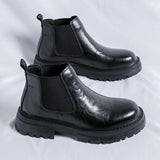 Zingj British Style Round Head Thick Bottom Martens Men's 2024 New Single Shoe Thick Heel Chelsea Boots