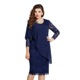 Size Solid Color Stitching Basic Model 3/4 Sleeve Fashion Slim Evening Party