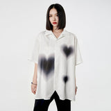 gradient heart Harajuku women blouse short-sleeved shirt cardigan pajamas collar goth Korean summer streetwear