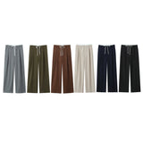 Waist Wide Leg Double-Layered Leisure Trousers 2025 Spring And Summer New Women's Rope High Waist Folding Broad Leg