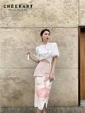 High Fashion Spring Summer Skirts For Women 2022 Patchwork Pink Asymmetrical High Waisted Skirt Bottoms