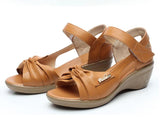 Summer Woman Leather Shoes Soft Outsole Open Toe Sandals Casual Wedges Women Shoes 2021 New Fashion Women