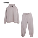 2021 Autumn Winter women Tracksuit Two Set Fleece Sweatshirts Crew Neck Hooded Sweatshirts Fleece warm pants