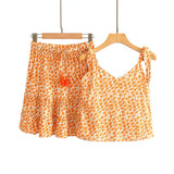 Queens Women Two Piece Outfits Strapless Tassel Tops Bohemian Drawstring Mini Skirts 2 Pieces Rayon Cotton Boho