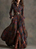 Women's Shirt Dress Digital Print Collar Long Sleeve Retro Dress