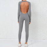 Zingj Sexy Bare Back Naked Long Sleeve Yoga Jumpsuit High Intensity Fitness Sports Tights-Outfit