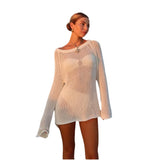 Women's Clothing 2025 Spring New Seaside Vacation Sexy Simple Knitted Jersey Dress Dress