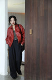Red Faux Leather Jacket-Outfit