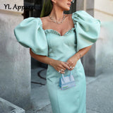 Women Short Sleeve 2022 Summer Midi Evening Party Dresses Female Solid Sexy Strapless Bodycon Oversize Package Hip