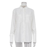 Zingj Spring 2023 Long-Sleeved Double Pocket Shirt Fashion Design Sense Niche White Shirt Top-Outfit