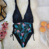 Piece swimsuit 2021 Sexy Solid Green Swimwear Women Swimsuit V-Neck Bathing Suit Beach wear Lace Up Monokini