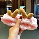 Face Hair Holder Hairbands Soft Warm Coral Fleece Bow Animal Ears Headband For Women Girls Turban Fashion Hair