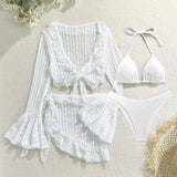 2024 New Sexy Lace Mesh Four-Piece Swimsuit