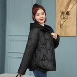 Station Light And Short Down Cotton Clothes Female Hooded Splicing Fake Two Cotton-Padded Clothes Winter Fashion Warm Small Coat-Outfit