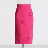 Fashion Bag Ass Skirt Women 2025 Spring New Three-Dimensional Flower Stitching Design High Waist Mid-Long