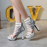 Sgesvier 2019 Platform High Heels Gladiator Sandals Women Pumps Red Rome Chains Ankle Boots Summer Ladies Shoes Peep Toe