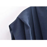 Blue Crop Top Women Pleated Summer Blouses Woman 2023 Tie High Neck Short Sleeve Blouse Female Elegant Chic Woman